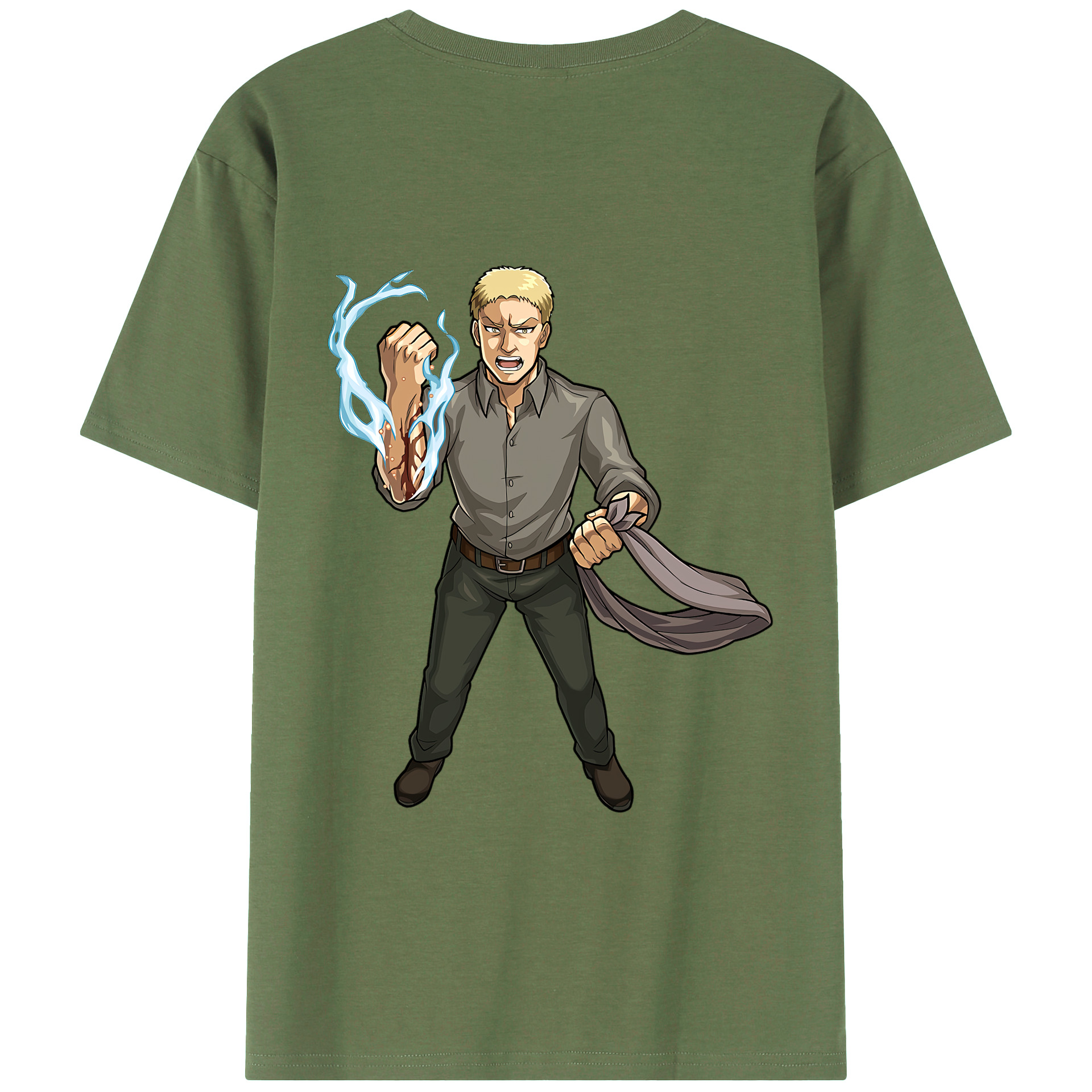 （画像用） 進撃の巨人 ライナー・ブラウン Attack on Titan Reiner Braun 綿100％ メンズ半袖Tシャツ（バックプリント） 通気性